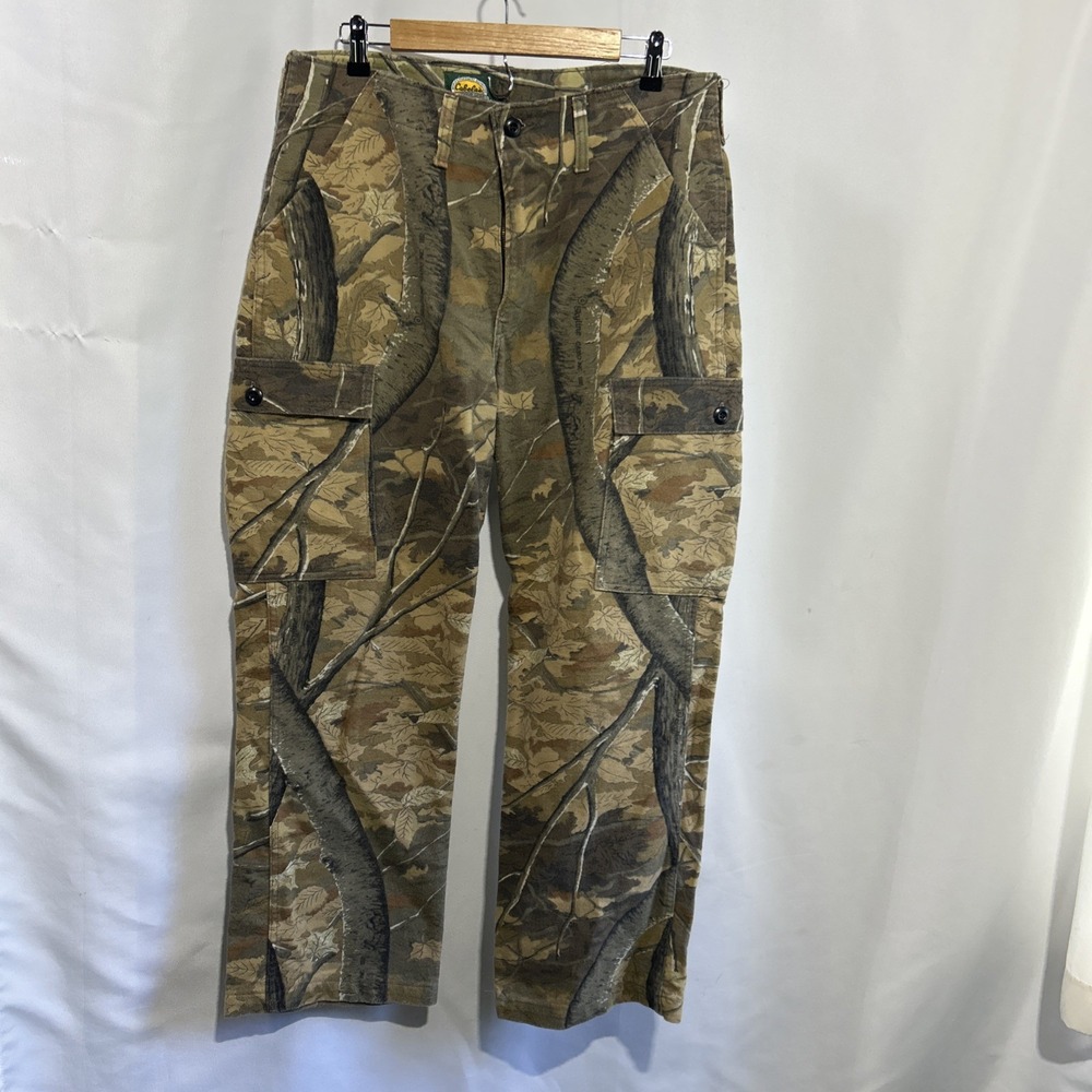 Cabelas Vintage Made in USA Cotton Pants Skyline Camo Chamois Apparition Mens 34